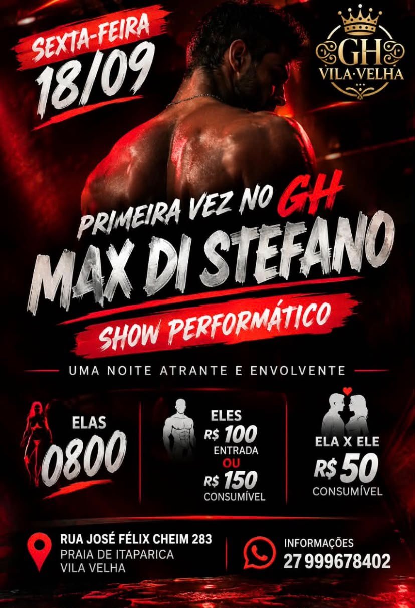 Banner do show performático de Max Di Stefano, sexta-feira, 18 de setembro